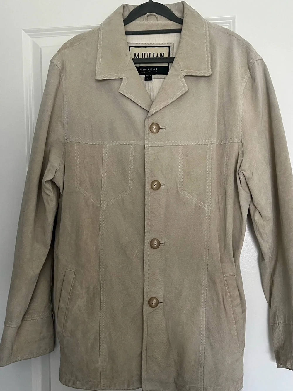 Vintage Wilsons Leather Men's Light Tan Suede Pea Coat